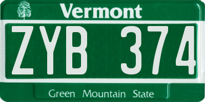 VT license plate ZYB374