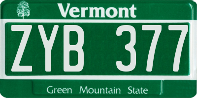 VT license plate ZYB377