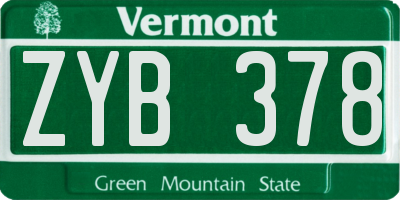 VT license plate ZYB378