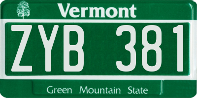 VT license plate ZYB381