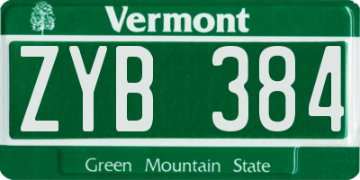 VT license plate ZYB384