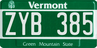 VT license plate ZYB385