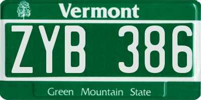 VT license plate ZYB386
