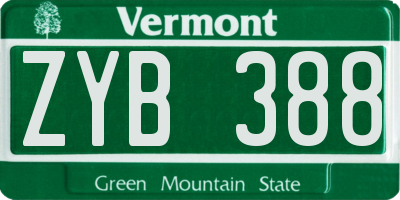 VT license plate ZYB388