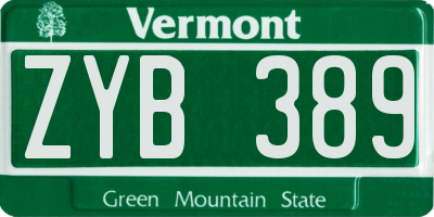 VT license plate ZYB389