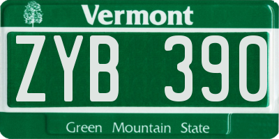 VT license plate ZYB390
