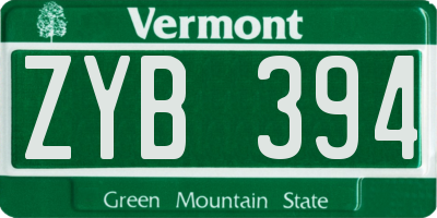VT license plate ZYB394