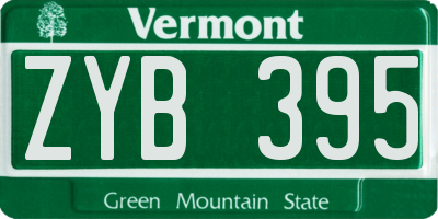 VT license plate ZYB395