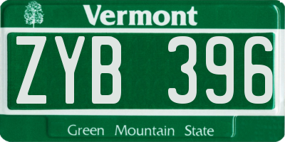 VT license plate ZYB396