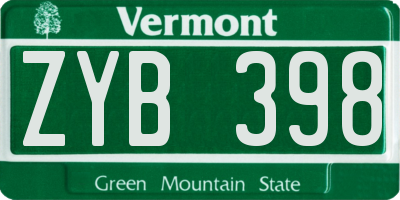 VT license plate ZYB398