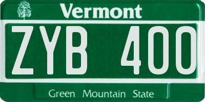 VT license plate ZYB400