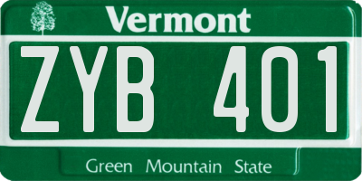 VT license plate ZYB401