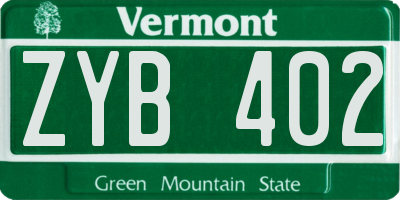 VT license plate ZYB402