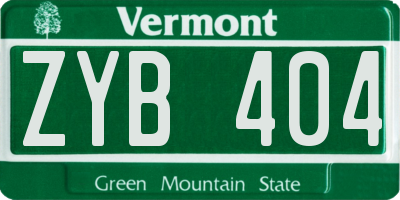 VT license plate ZYB404