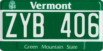 VT license plate ZYB406