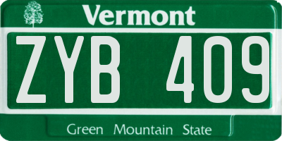 VT license plate ZYB409