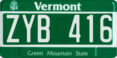 VT license plate ZYB416
