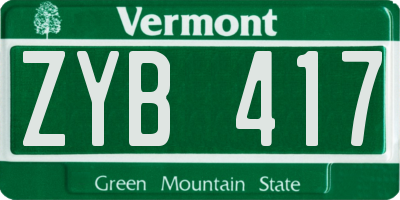 VT license plate ZYB417