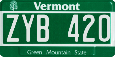 VT license plate ZYB420