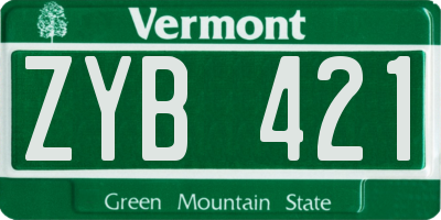 VT license plate ZYB421