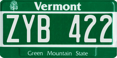 VT license plate ZYB422