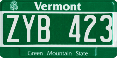 VT license plate ZYB423