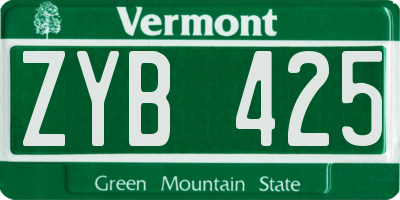 VT license plate ZYB425