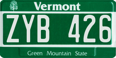 VT license plate ZYB426