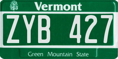 VT license plate ZYB427
