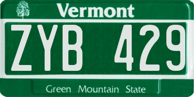 VT license plate ZYB429