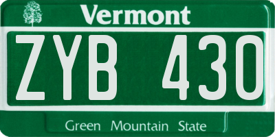VT license plate ZYB430