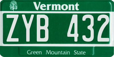 VT license plate ZYB432