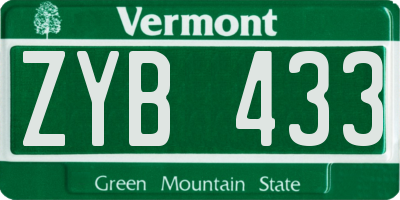 VT license plate ZYB433