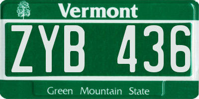 VT license plate ZYB436