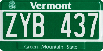 VT license plate ZYB437