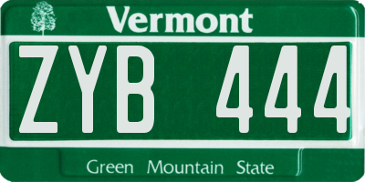 VT license plate ZYB444