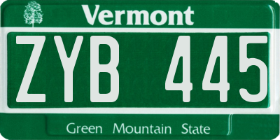 VT license plate ZYB445