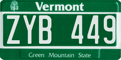 VT license plate ZYB449