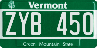 VT license plate ZYB450