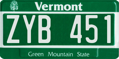VT license plate ZYB451