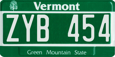 VT license plate ZYB454
