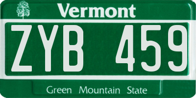 VT license plate ZYB459