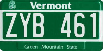 VT license plate ZYB461