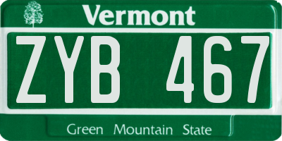 VT license plate ZYB467