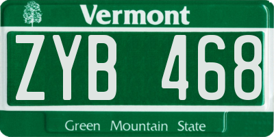 VT license plate ZYB468