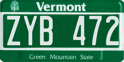VT license plate ZYB472