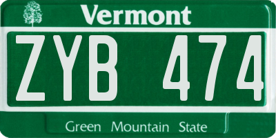VT license plate ZYB474