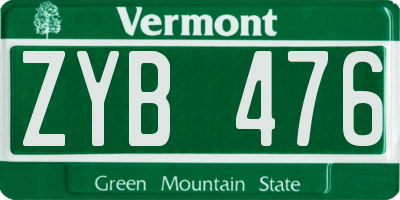 VT license plate ZYB476