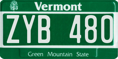 VT license plate ZYB480