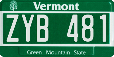 VT license plate ZYB481